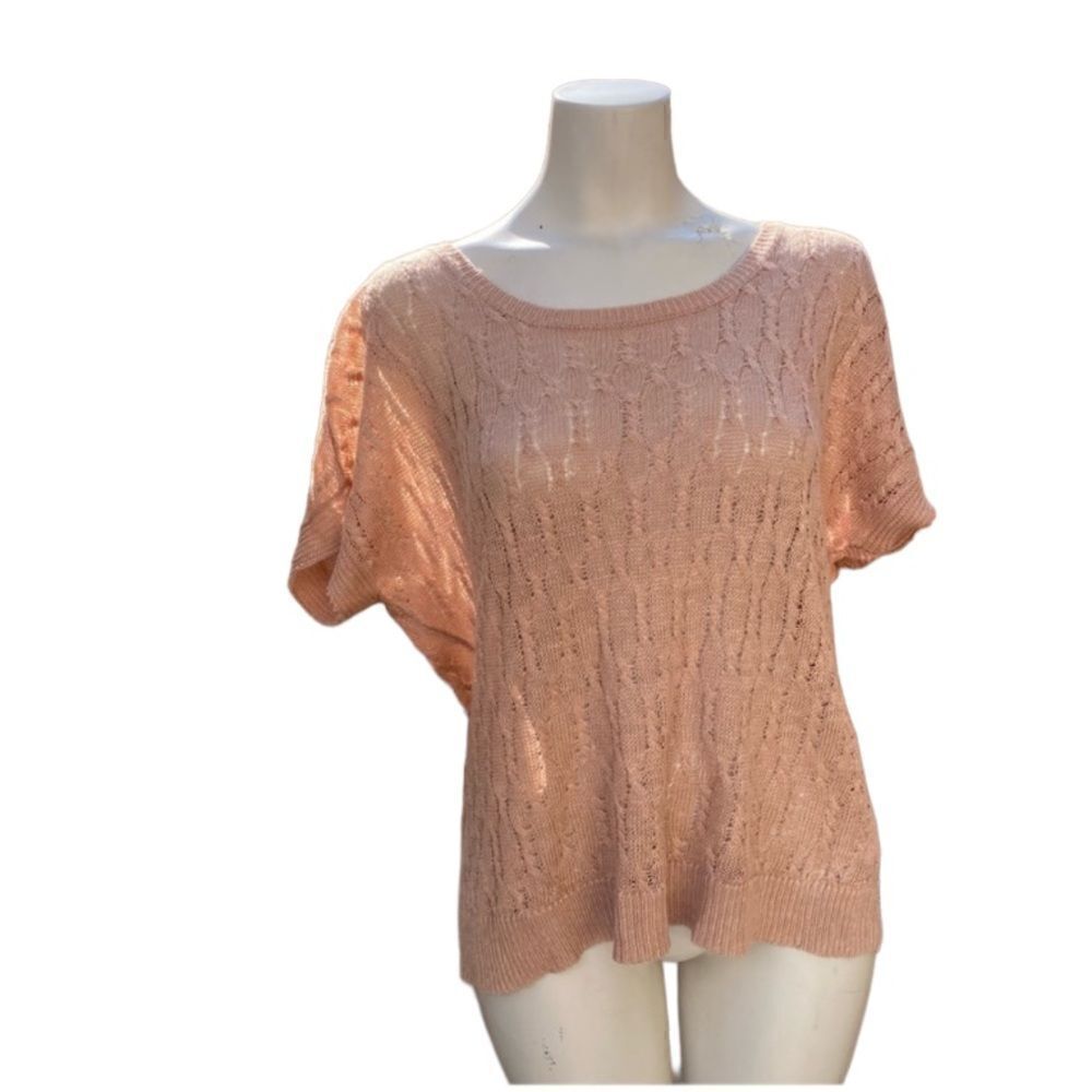 Joie short sleeve knit linen nude peach top size small